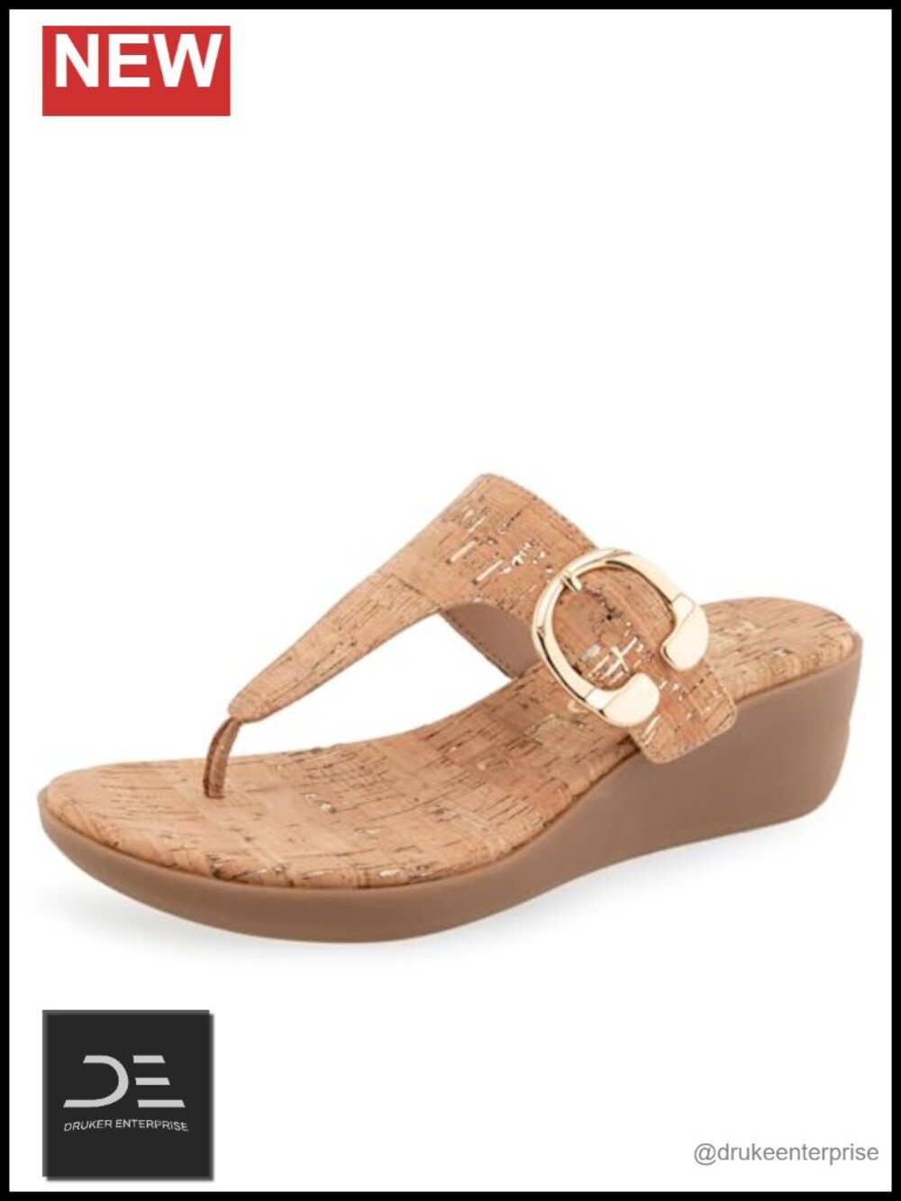 Aerosoles Izola Women's Wedge Sandals Cork Gold Fleck Comfort